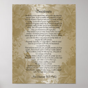 Desiderata "desired things" floral plumeria poster