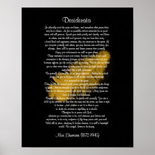 Desiderata "desired things" Golden feather black Poster