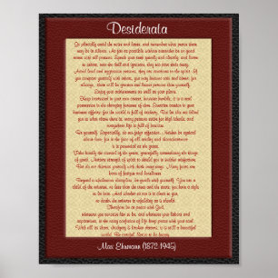 Desiderata "desired things" leather look poster