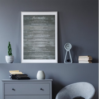 Desiderata "Desired Things" on Concrete Wall Poster
