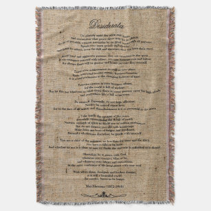 Desiderata "Desired Things" on Faux Linen Burlap Throw Blanket