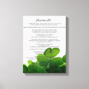 Desiderata "Desired Things" on Green Clovers Canvas Print