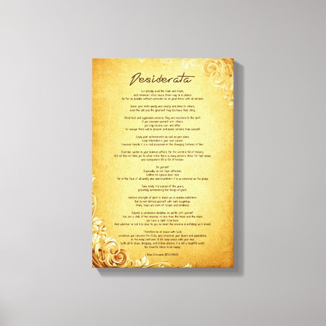 Desiderata "Desired Things" on Vintage Parchment Canvas Print (Front)
