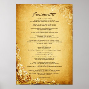 Desiderata "Desired Things" on Vintage Parchment Poster
