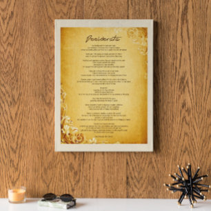 Desiderata "Desired Things" on Vintage Parchment Poster