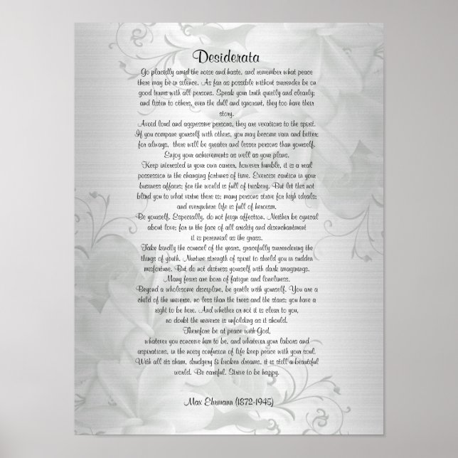 Desiderata "desired things" poster (Front)