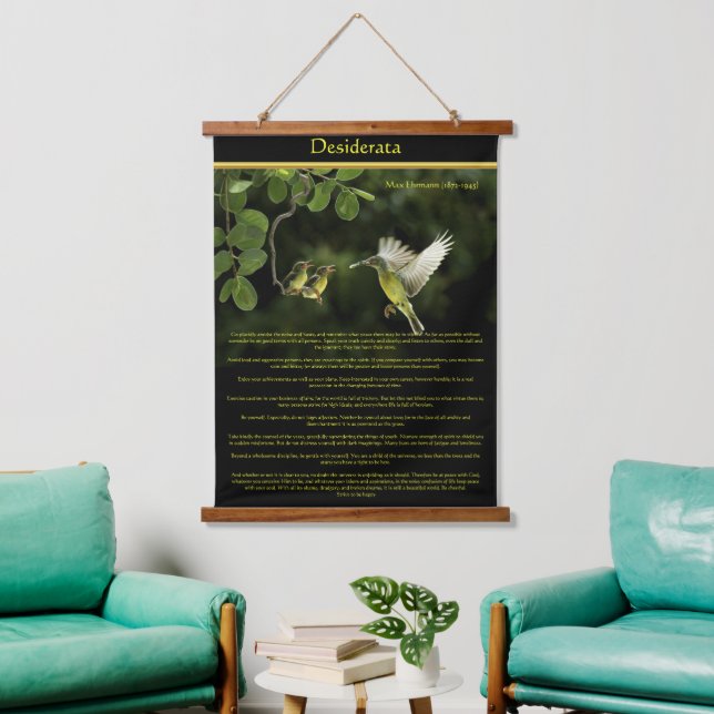 Desiderata Hummingbird feeding the baby Hanging Tapestry (Living Room)