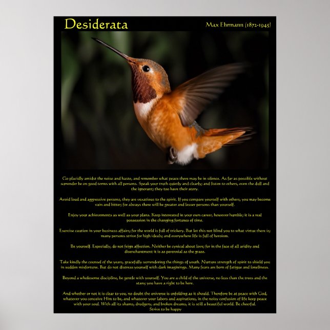 Desiderata Hummingbird Posters 2 (Front)