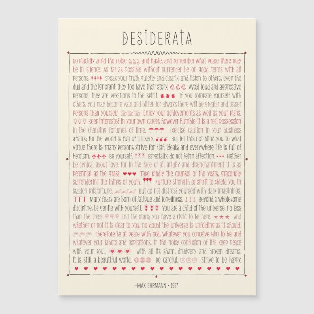 Desiderata Inspirational Poem (Front)