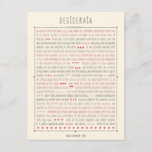 Desiderata Inspirational Poem Postcard