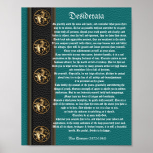 Desiderata leather look brass lions poster