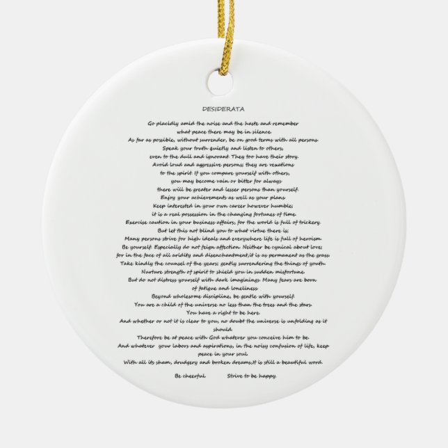 DESIDERATA MAX ERHMANN ORNAMENT (Front)