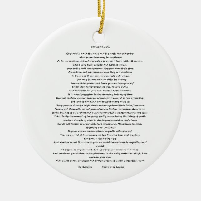 DESIDERATA MAX ERHMANN ORNAMENT (Front)