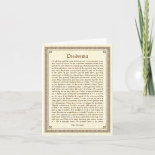 Desiderata note card, mediaeval design card