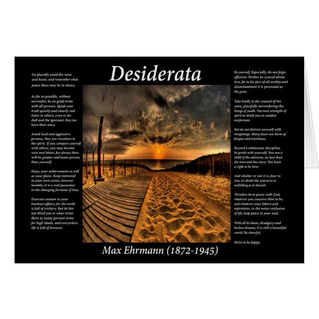 Desiderata of the ocean and a wooded plank walkway (Front Horizontal)