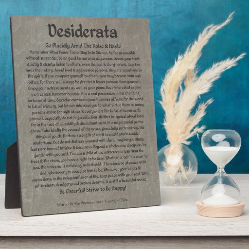 Image of Desiderata on Grey Marble Plaque