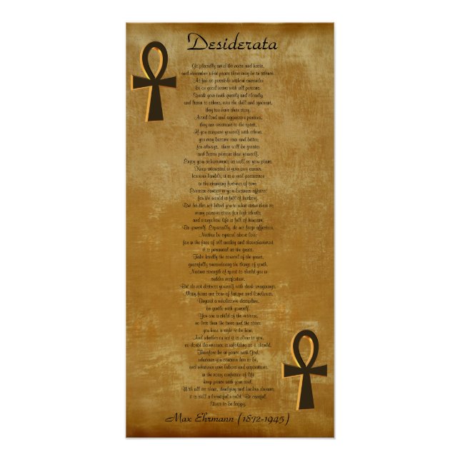 Desiderata on parchment look background Ankh Poster (Front)
