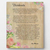 Desiderata on Rustic Wood Panel with Floral Trim