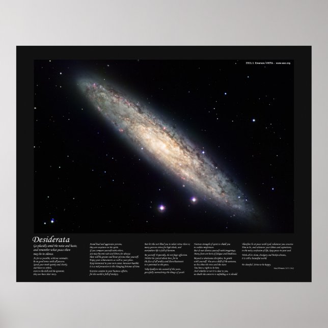 Desiderata on Spiral Galaxy NGC 253 Poster (Front)