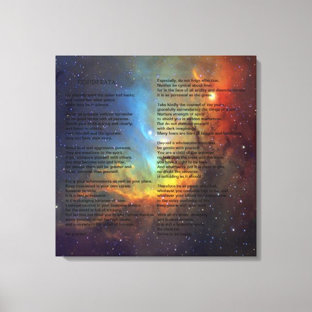 Desiderata on Tulip Galaxy Canvas Print (Front)