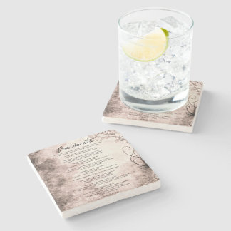 Desiderata on Vintage Floral Faux Parchment Stone Coaster
