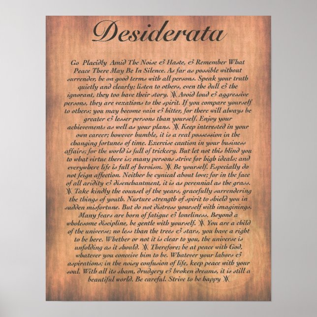 DESIDERATA on Wood Plank Poster (Front)