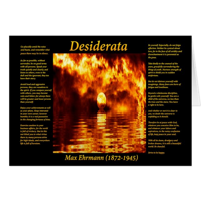 Desiderata orange fireball is above the calm sea (Front Horizontal)