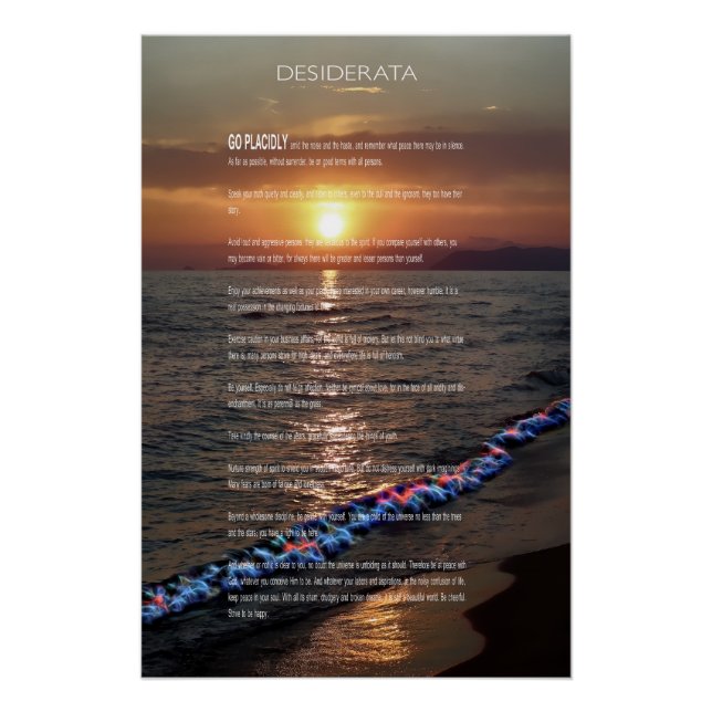 DESIDERATA Pacific Sunset Poster (Front)
