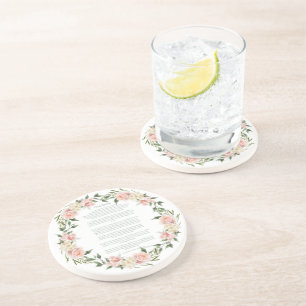 Desiderata Pink Rose Wreath Coaster
