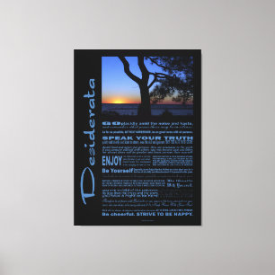 Desiderata Poem Beautiful Sunset Tree #1 Canvas Print