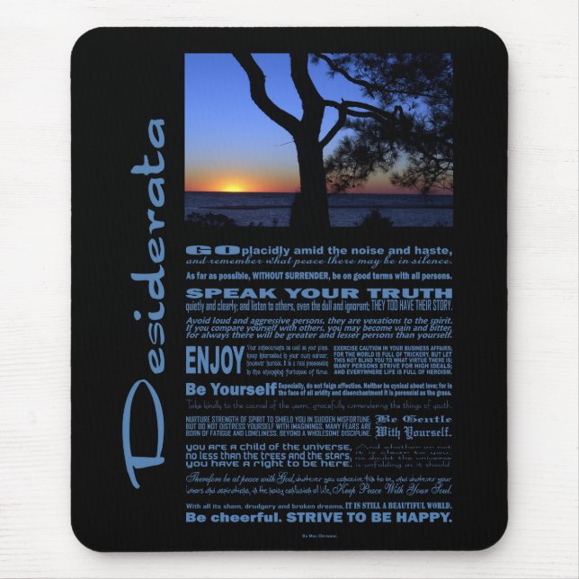 Desiderata Poem Beautiful Sunset Tree #1 Mouse Mat (Front)