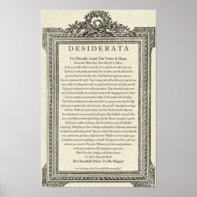 Desiderata Poem by Max Ehrmann Antique Mirror Poster (Front)