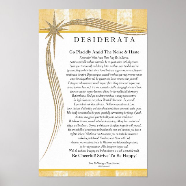 Desiderata Poem by Max Ehrmann Gold Star Designer Poster (Front)