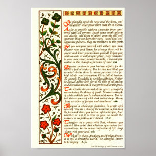 Desiderata Poem by Max Ehrmann Hand Calligraphy Poster