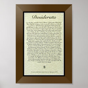 DESIDERATA Poem by Max Ehrmann Poster