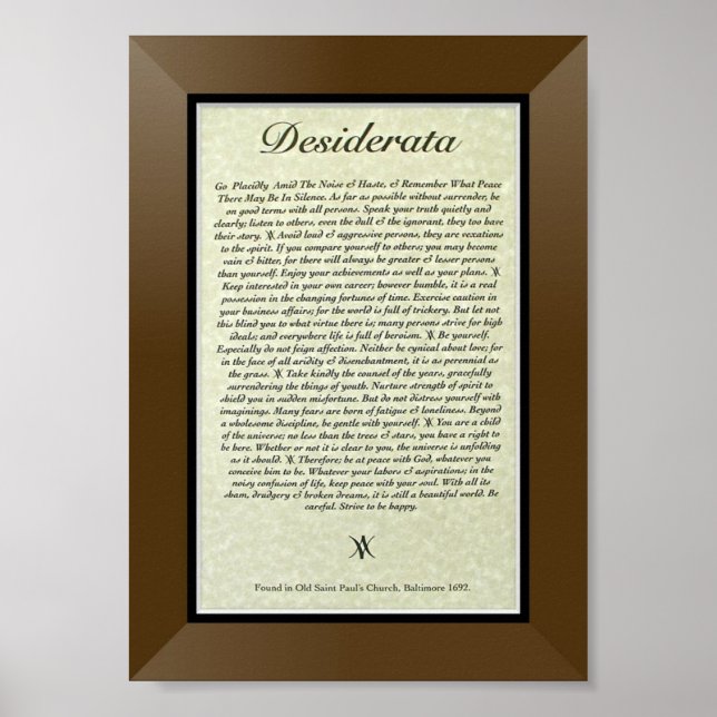 DESIDERATA Poem by Max Ehrmann Poster (Front)