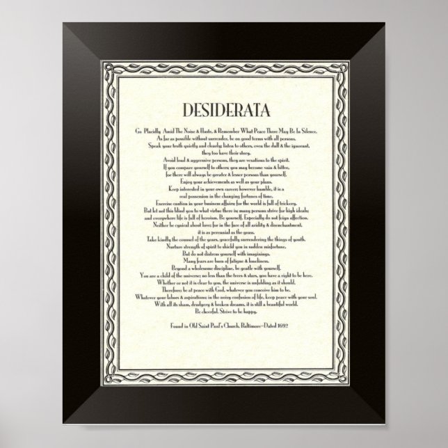 DESIDERATA Poem by Max Ehrmann Poster (Front)