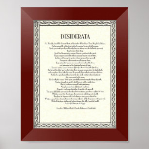 DESIDERATA Poem by Max Ehrmann Poster