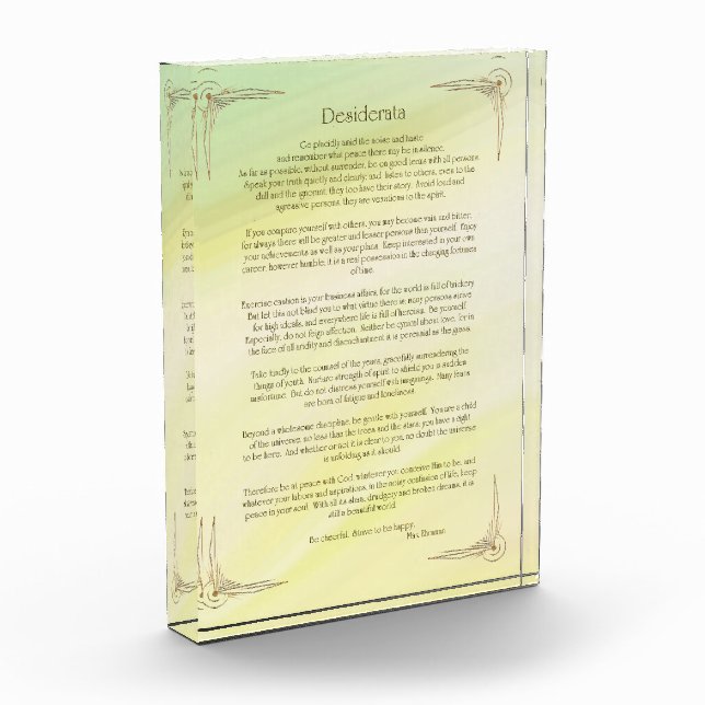 Desiderata Poem by Max Ehrmann Poster Photo Block (Left)