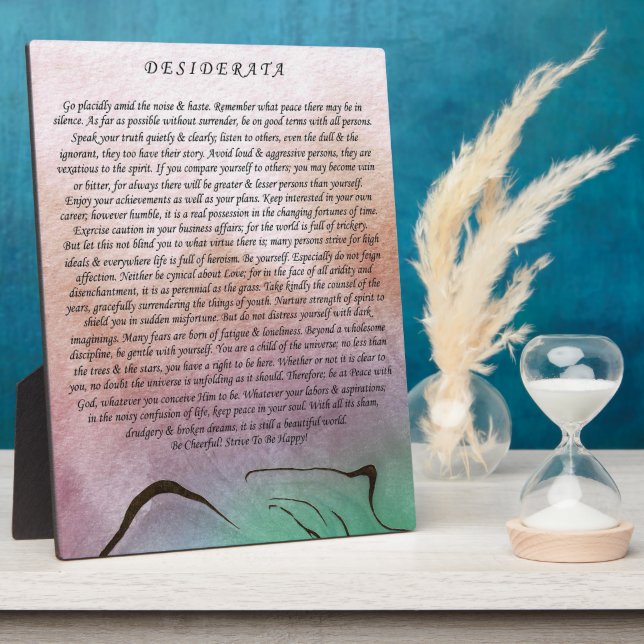 Desiderata Poem by Max Ehrmann Watercolor Mountain Plaque (Side)