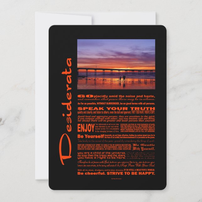 Desiderata Poem Colourful Sunset Behind The Pier (Front)