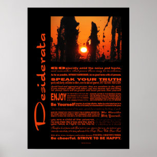 Desiderata Poem Fontain Water At Sunset Poster