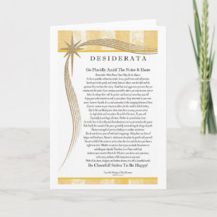 Desiderata Poem Gold Star Designer Card