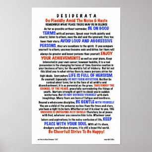 DESIDERATA Poem=Max Ehrmann=LIFE Version Poster