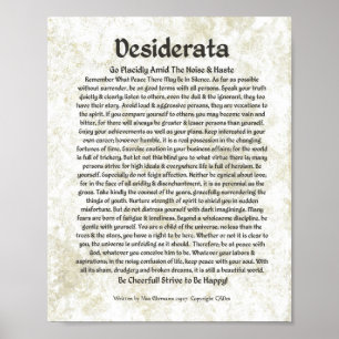 DESIDERATA Poem  Max Ehrmann-Mediaeval Calligraphy Poster