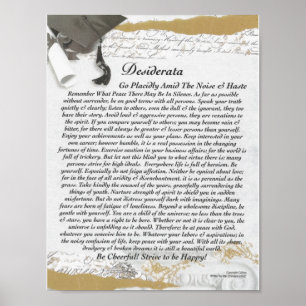 DESIDERATA Poem=Max Ehrmann=On Graduation Scroll Poster