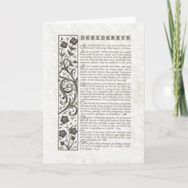 DESIDERATA Poem=Max Ehrmann=Parchment Collection Holiday Card (Front)