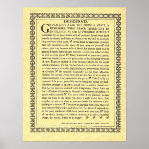 DESIDERATA Poem=Max Ehrmann=Parchment Collection Poster