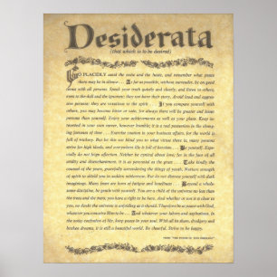 DESIDERATA Poem=Max Ehrmann=Parchment Collection Poster