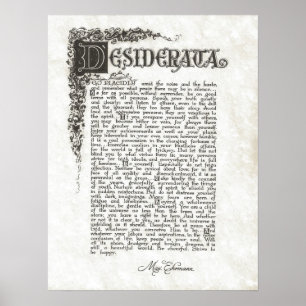 DESIDERATA Poem=Max Ehrmann=Parchment Collection Poster